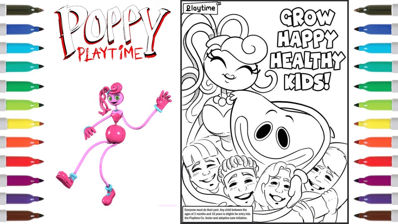 Poppy playtime coloring book page playtime co poster mommy long legs huggy wuggy