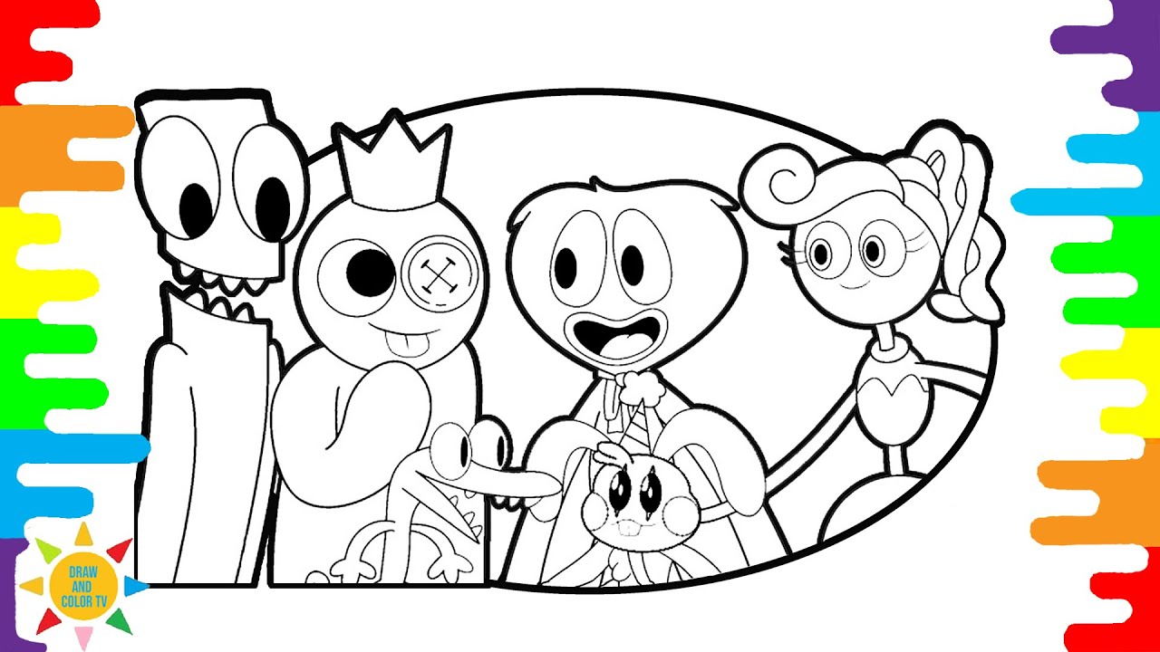 Rainbow friends vs poppy playtie coloring pages drawandcolortv