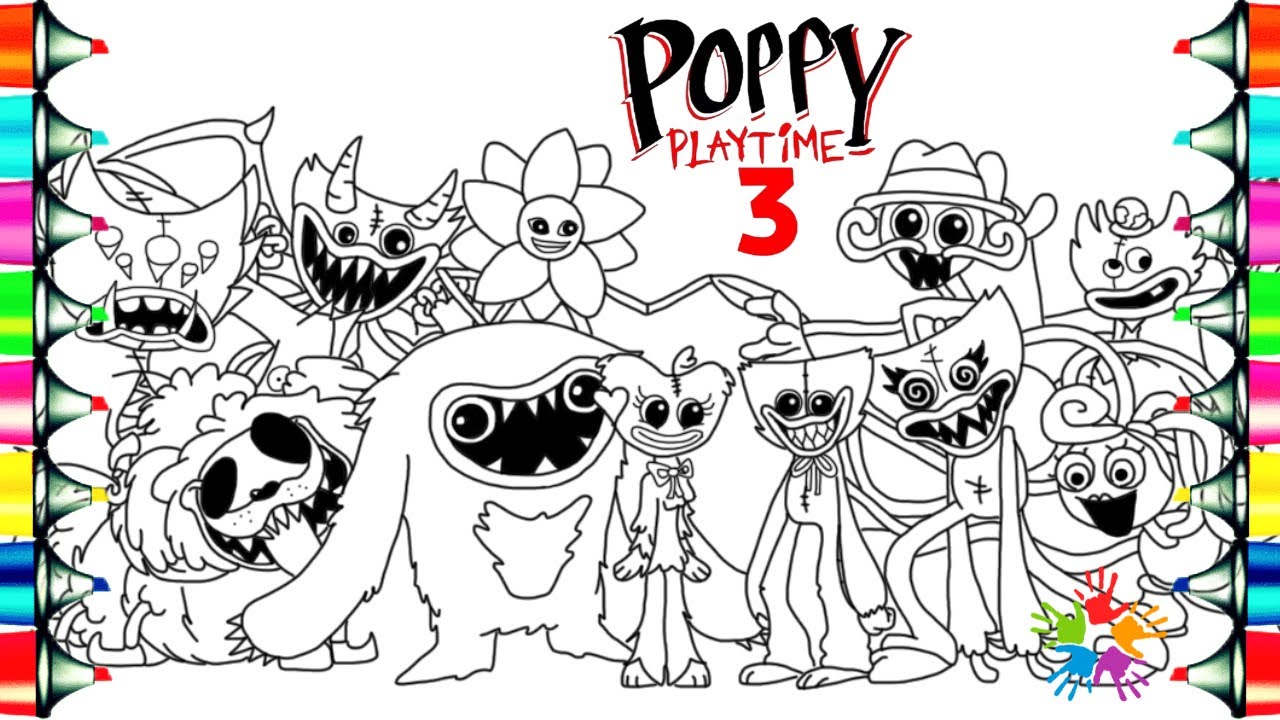 Poppy playtime chapter vs wooly bully coloring pages how to color all monsters ncs music