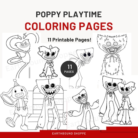 Poppy playtime huggy wuggy printables coloring pages kissy missy jpg cricut digital download horror roblox kids trending games jpg download now