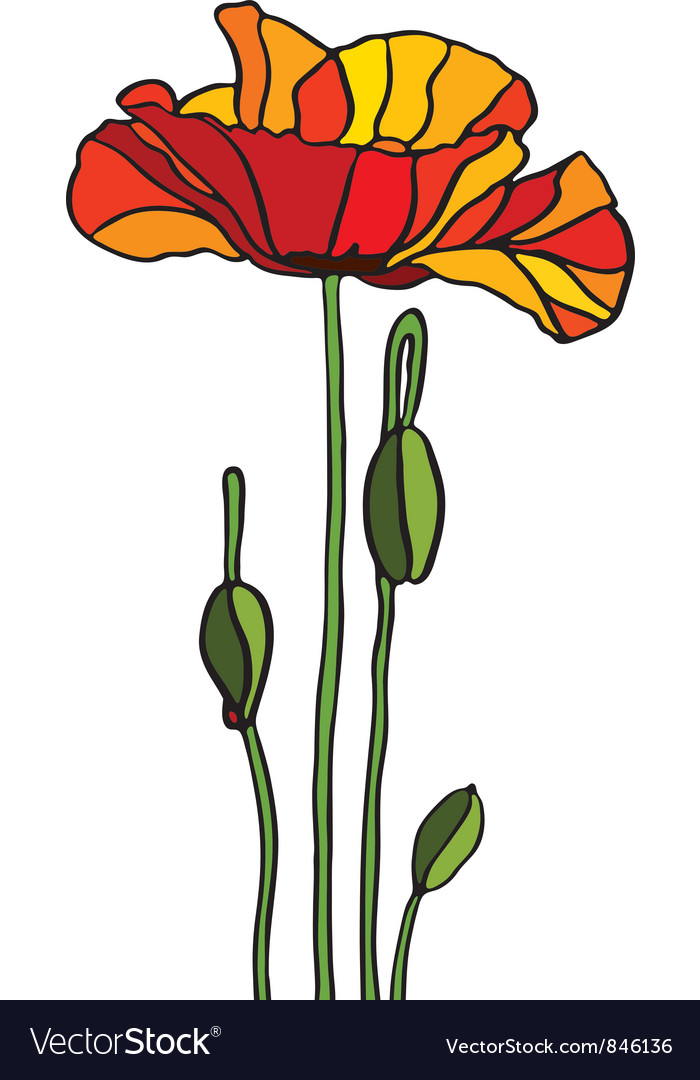 Poppy stained glass royalty free vector image