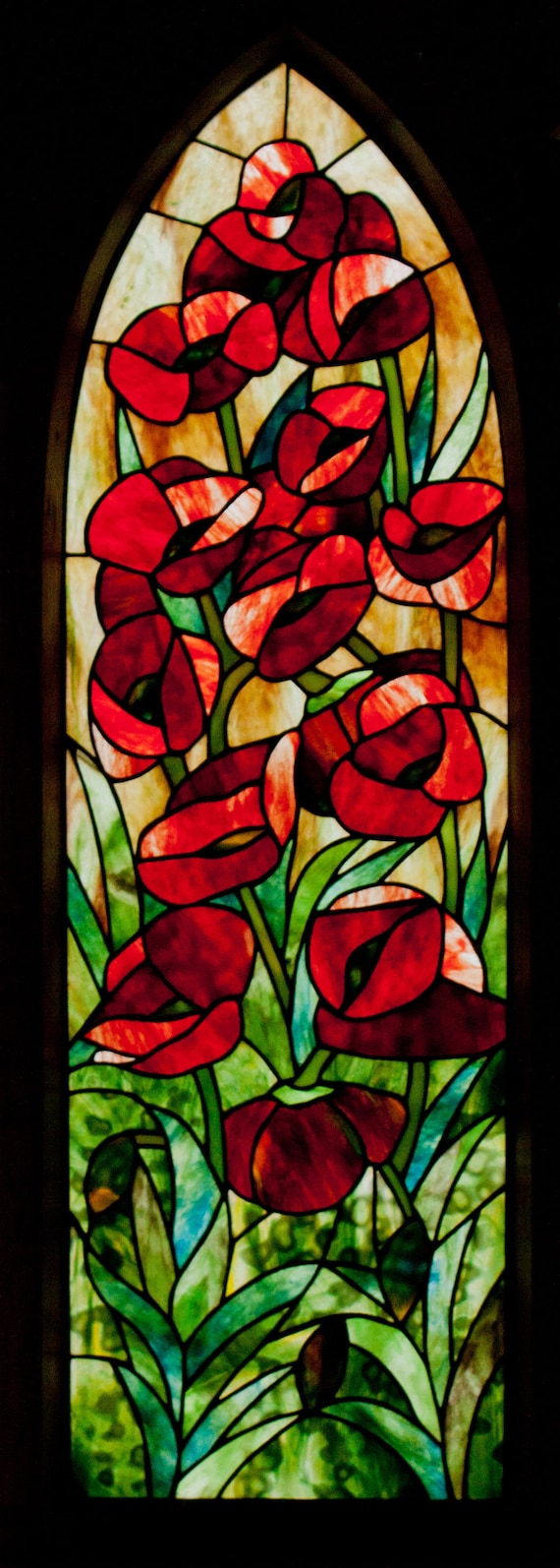 Gothic poppies stained glass pattern david kennedy designs