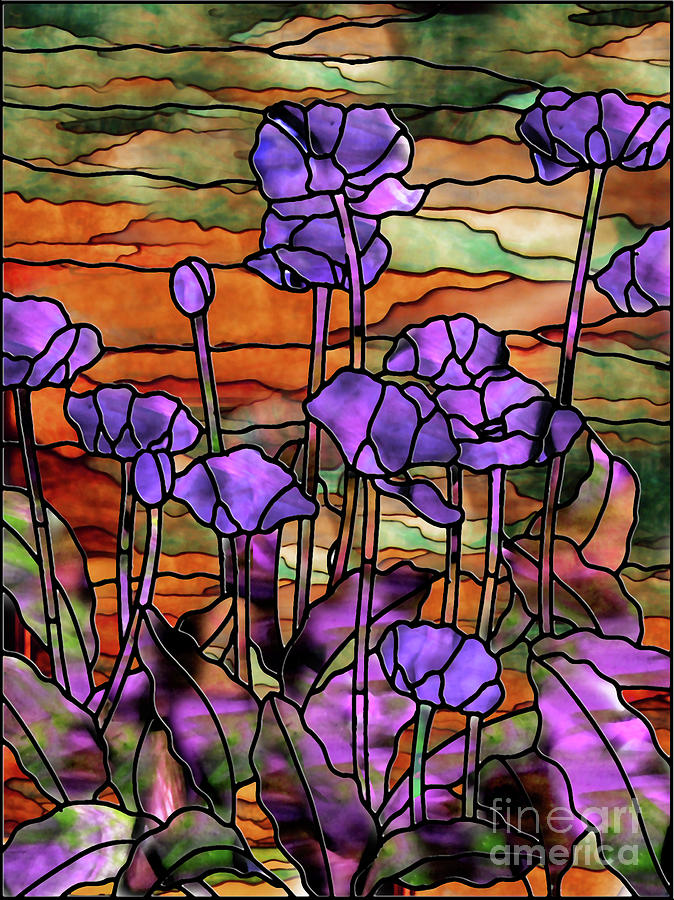 Stained glass poppies painting by mindy sommers