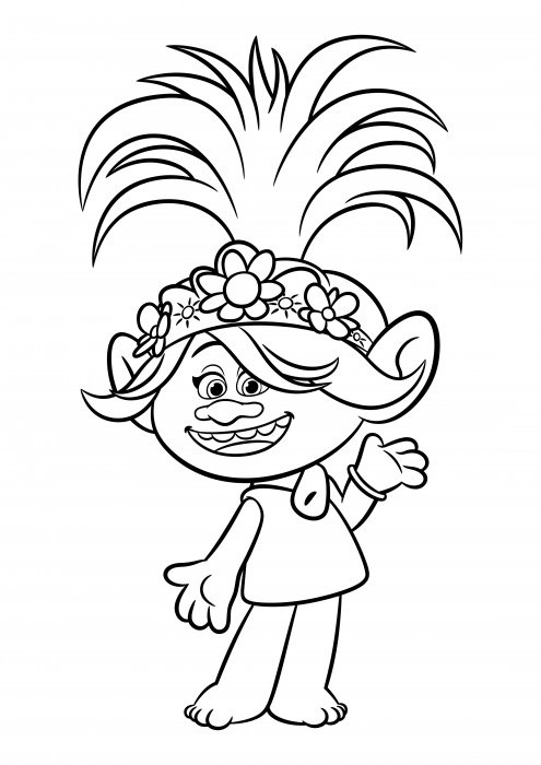 Cheerful poppy coloring pages trolls world tour coloring pages