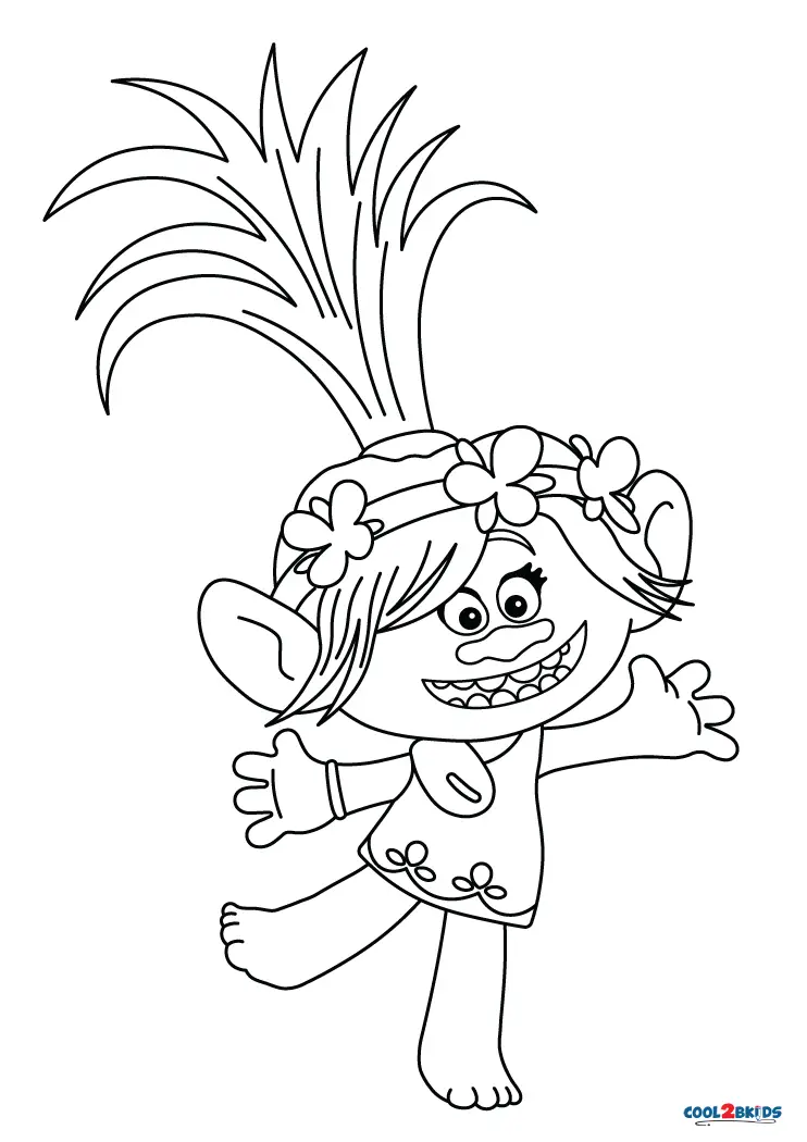 Free printable poppy coloring pages trolls for kids
