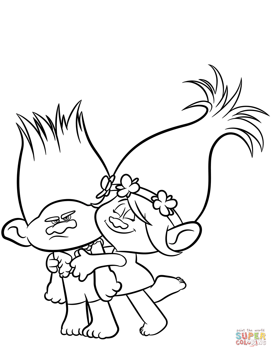 Branch poppy from trolls coloring page free printable coloring pages