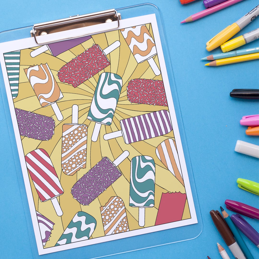 Popsicle pattern coloring page