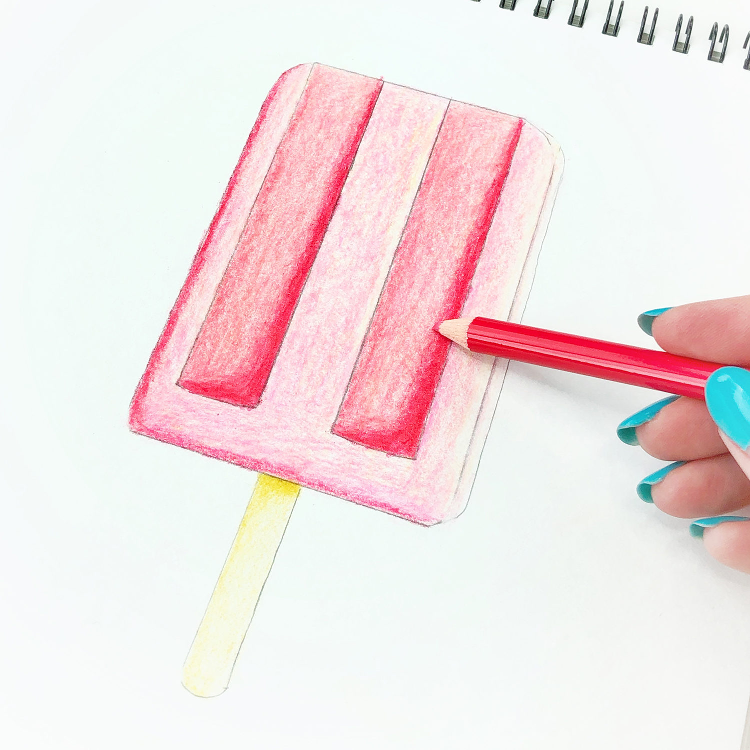 How to draw a colored pencil popsicle