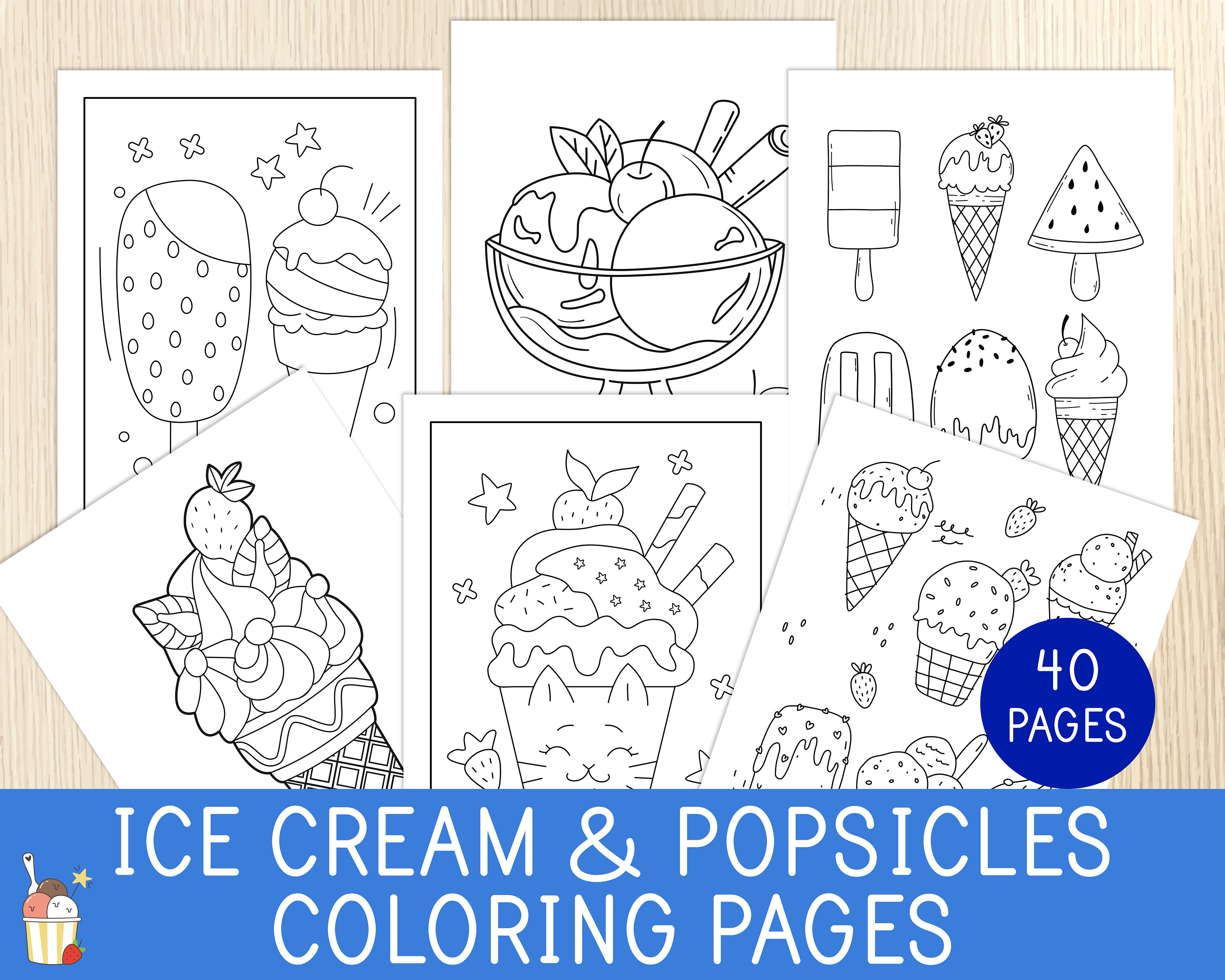 Ice cream and popsicles coloring pages sheets summer activity summer party preschool kindergarten primary school homeschool download now