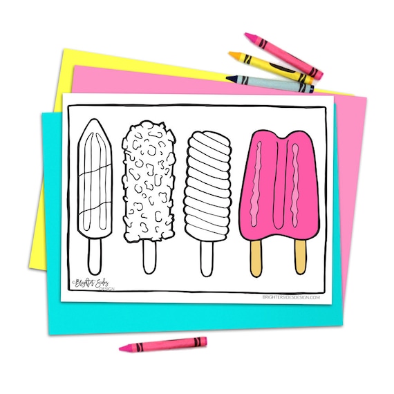 Printable coloring pages kids popsicles adult coloring pages mindfulness stress relief coloring sweets ice cream instant download