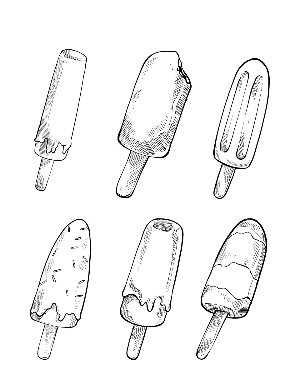 Yummy ice cream coloring pages for kids and adults