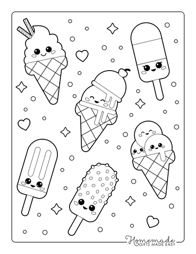 Ice cream coloring pages for kids adults