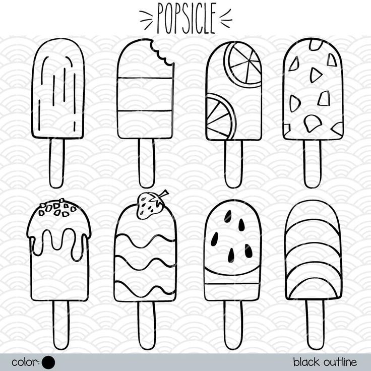 Popsicle hand drawn graphic frozen treat outline drawing