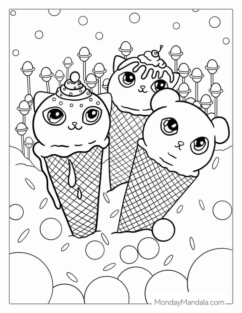 Ice cream coloring pages free pdf printables