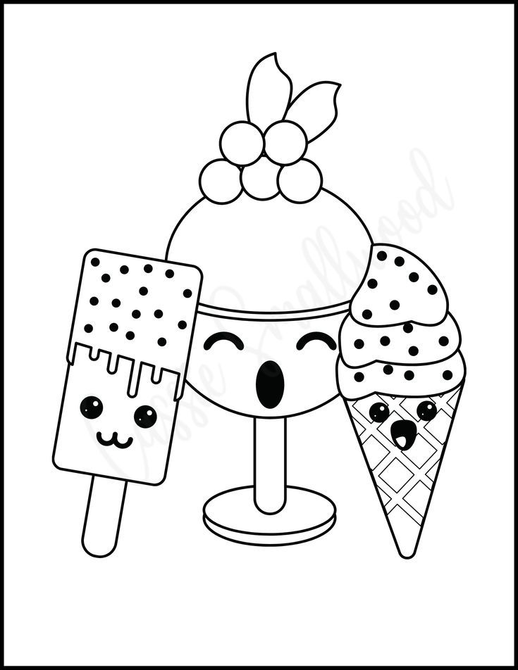 Cute ice cream coloring pages