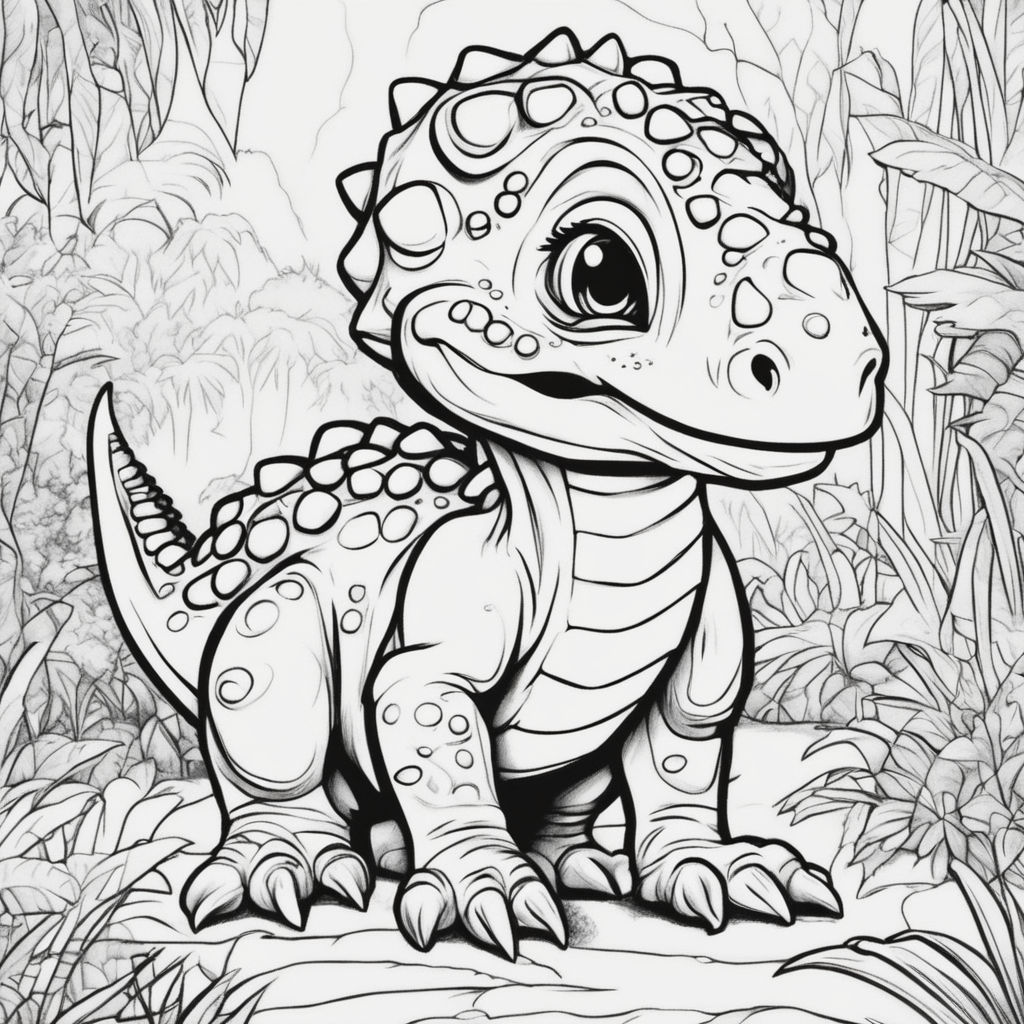 Cute dinosaur line art for year old