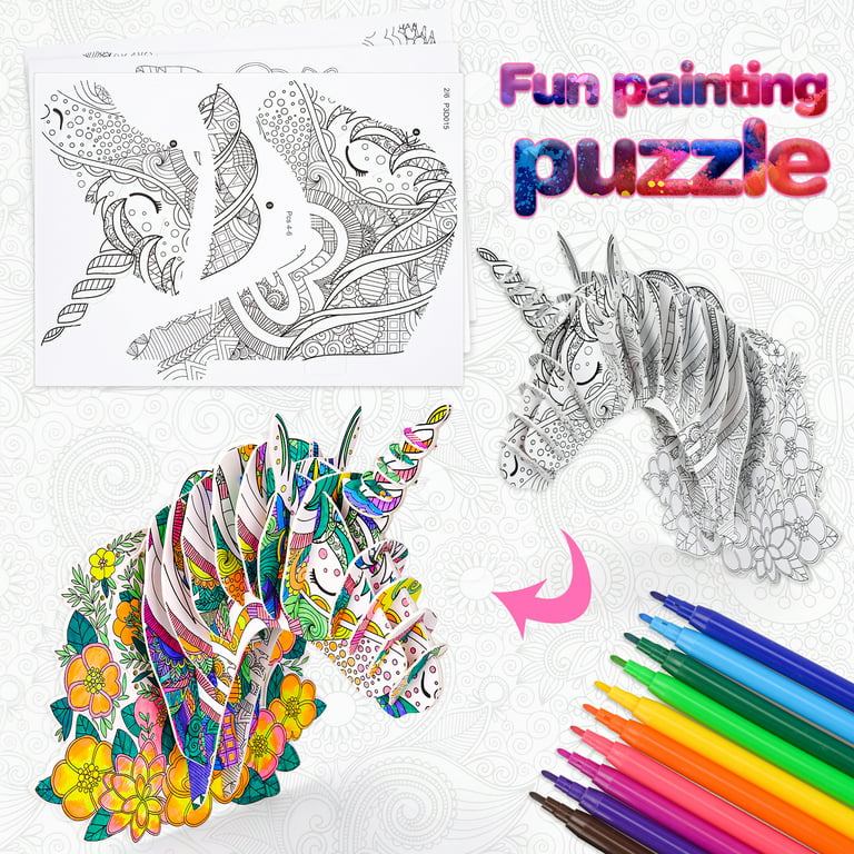 D coloring puzzle for year old girl fun art and craft kit for girl age unicorn horse toys for kid age diy painting puzzle