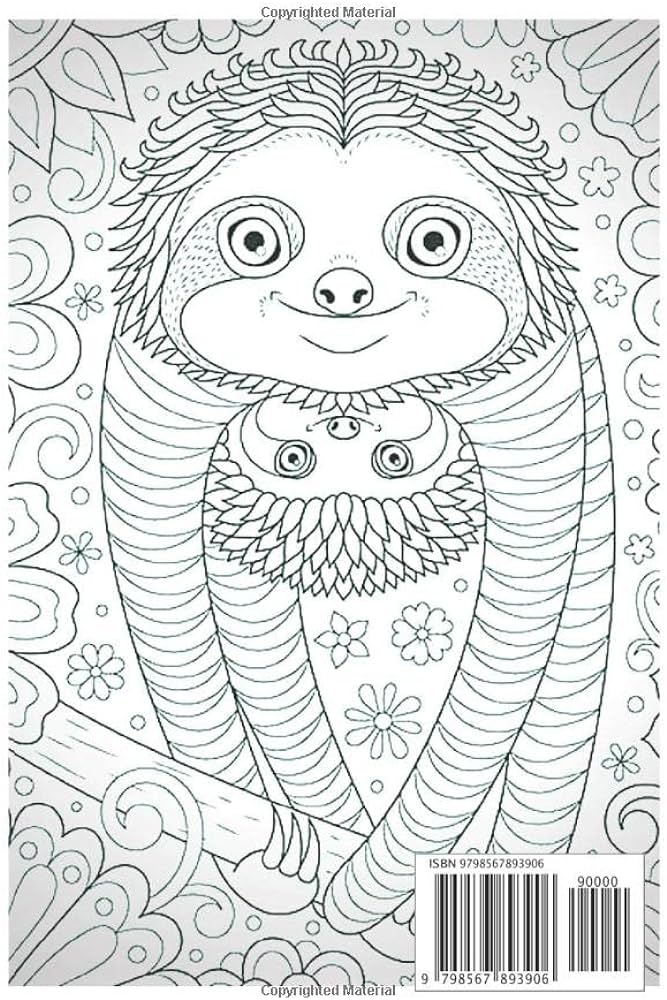 Sloth coloring book for kids