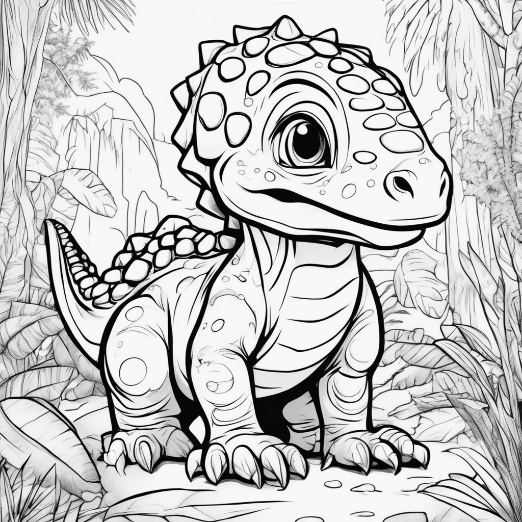 Cute dinosaur line art for year old