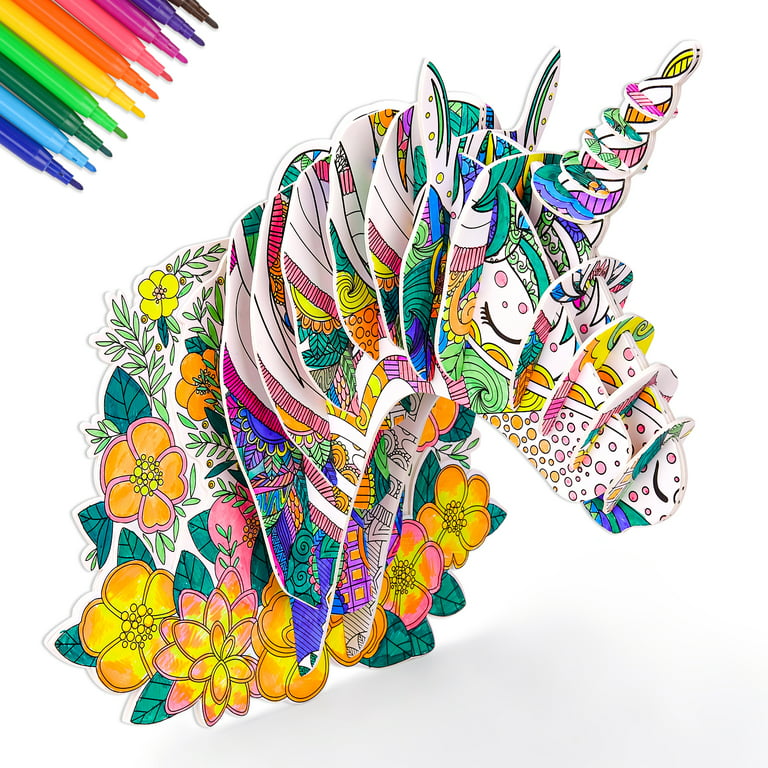 D coloring puzzle for year old girl fun art and craft kit for girl age unicorn horse toys for kid age diy painting puzzle