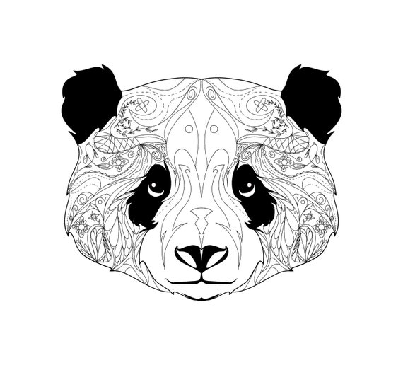 Popular panda bear animal fun coloring page stress relief adults kids artwork instant digital pdf jpeg easy printable download