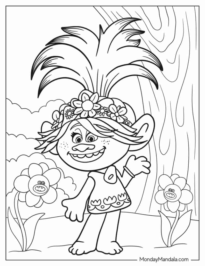 Trolls coloring pages free pdf printables