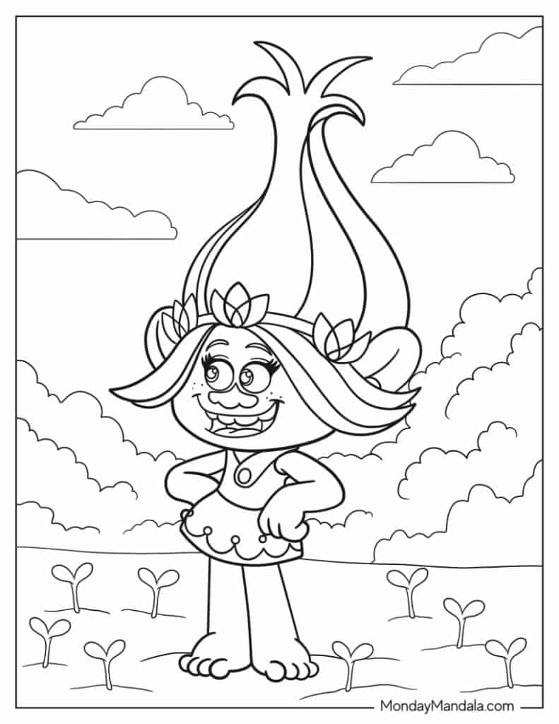 Trolls coloring pages free pdf printables