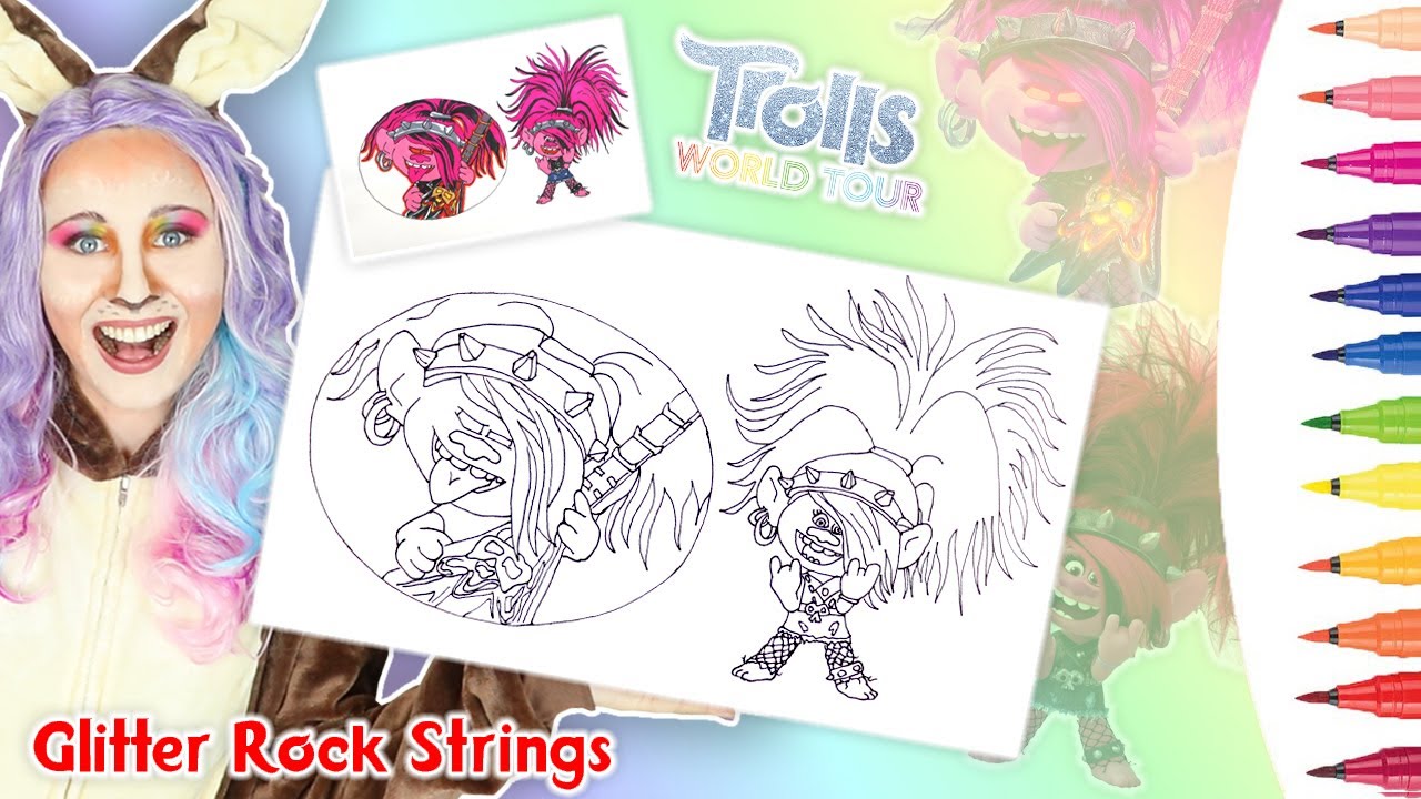 Pop to rock poppy coloring page trolls world tour just sing queen barbs glitter strings guitar