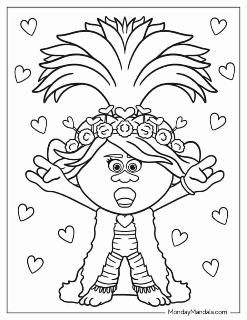 Trolls coloring pages free pdf printables