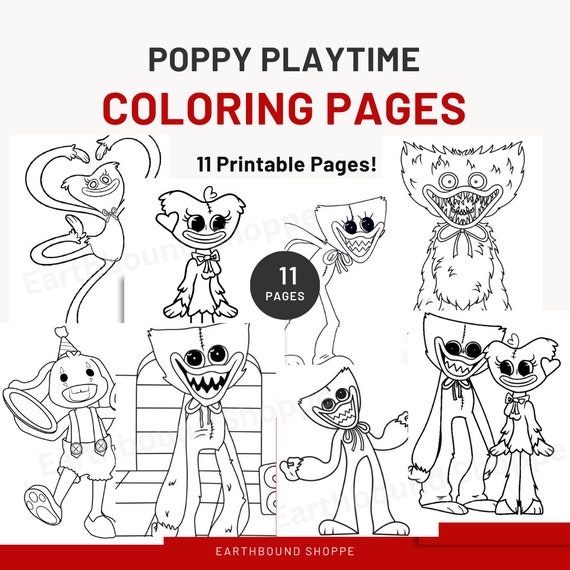 Poppy playtime huggy wuggy printables coloring pages kissy missy jpg cricut digital download horror roblox kids trending games jpg download now