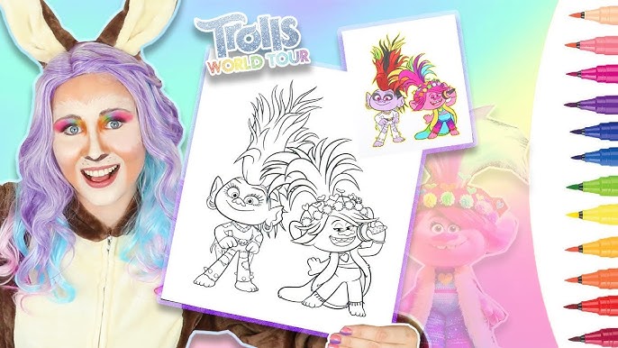 Pop to rock poppy coloring page trolls world tour just sing queen barbs glitter strings guitar