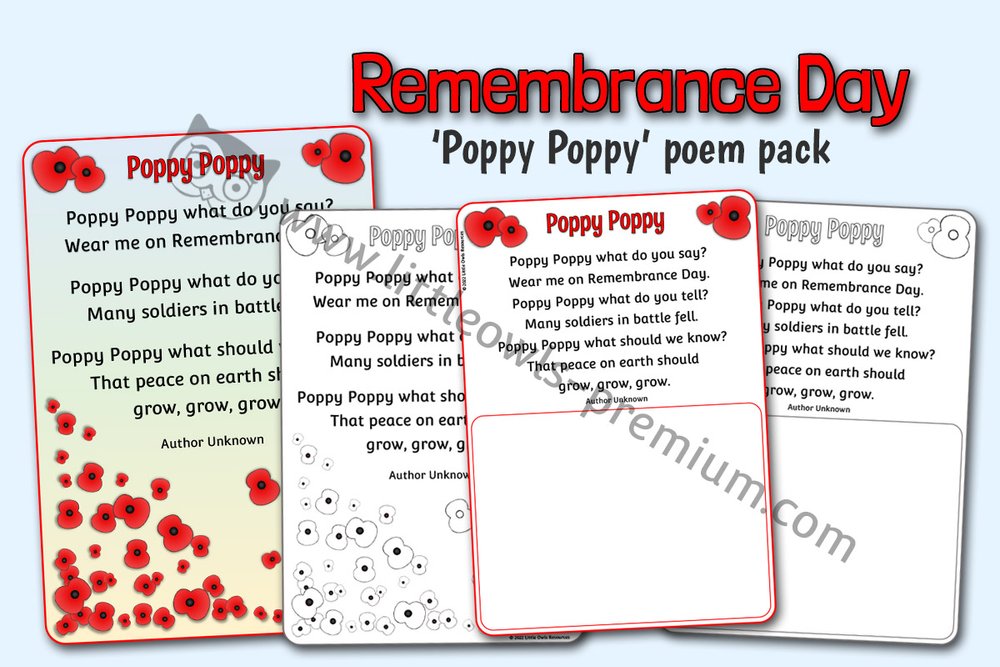 Remembrance day resources â little owls resources