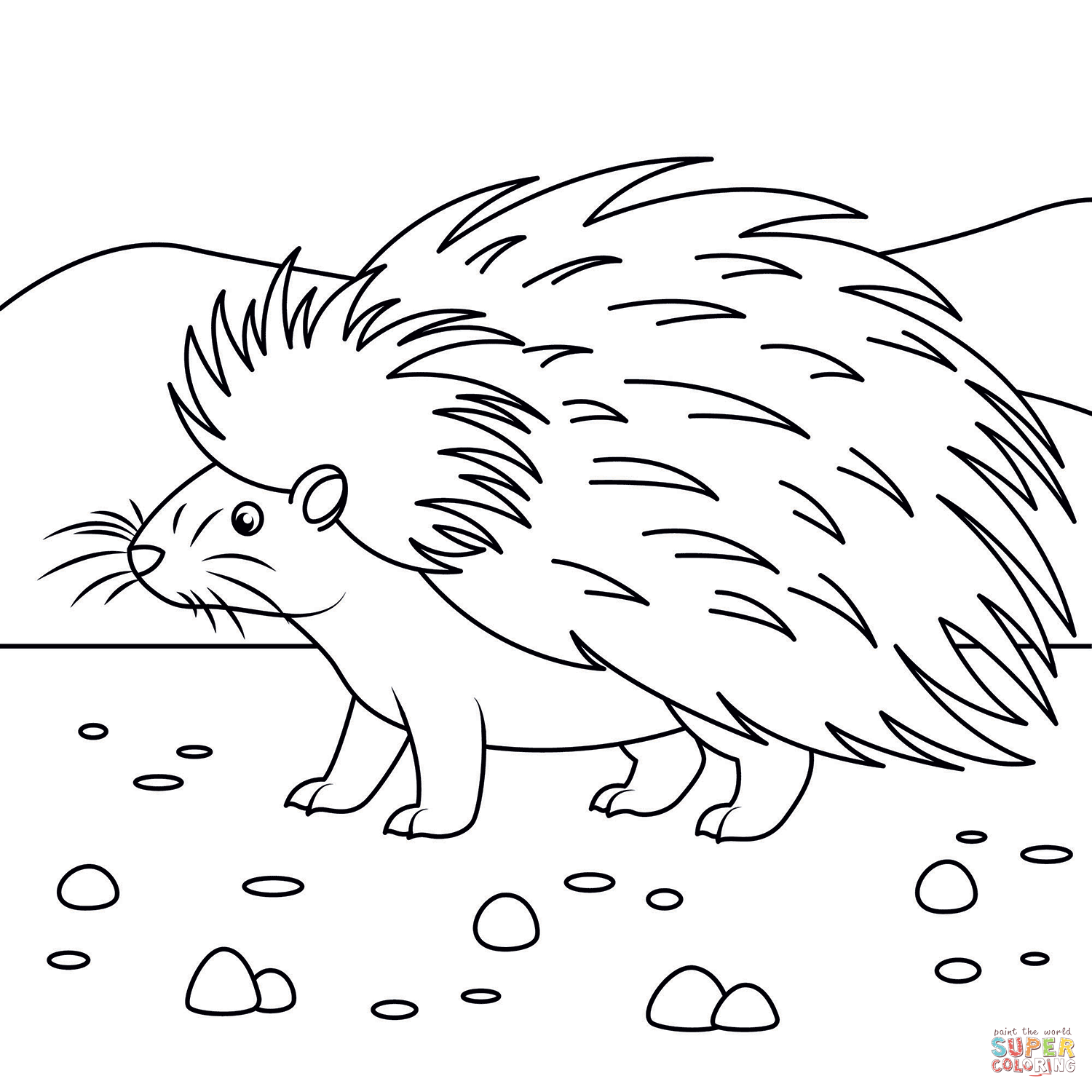 Cute porcupine coloring page free printable coloring pages