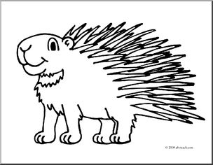 Clip art cartoon porcupine coloring page i