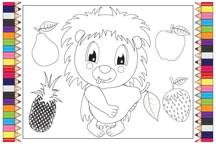 Coloring cute porcupine animal cartoon for kids