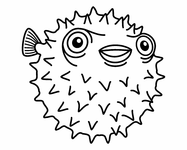 Free coloring page sep porcupine puffer fish