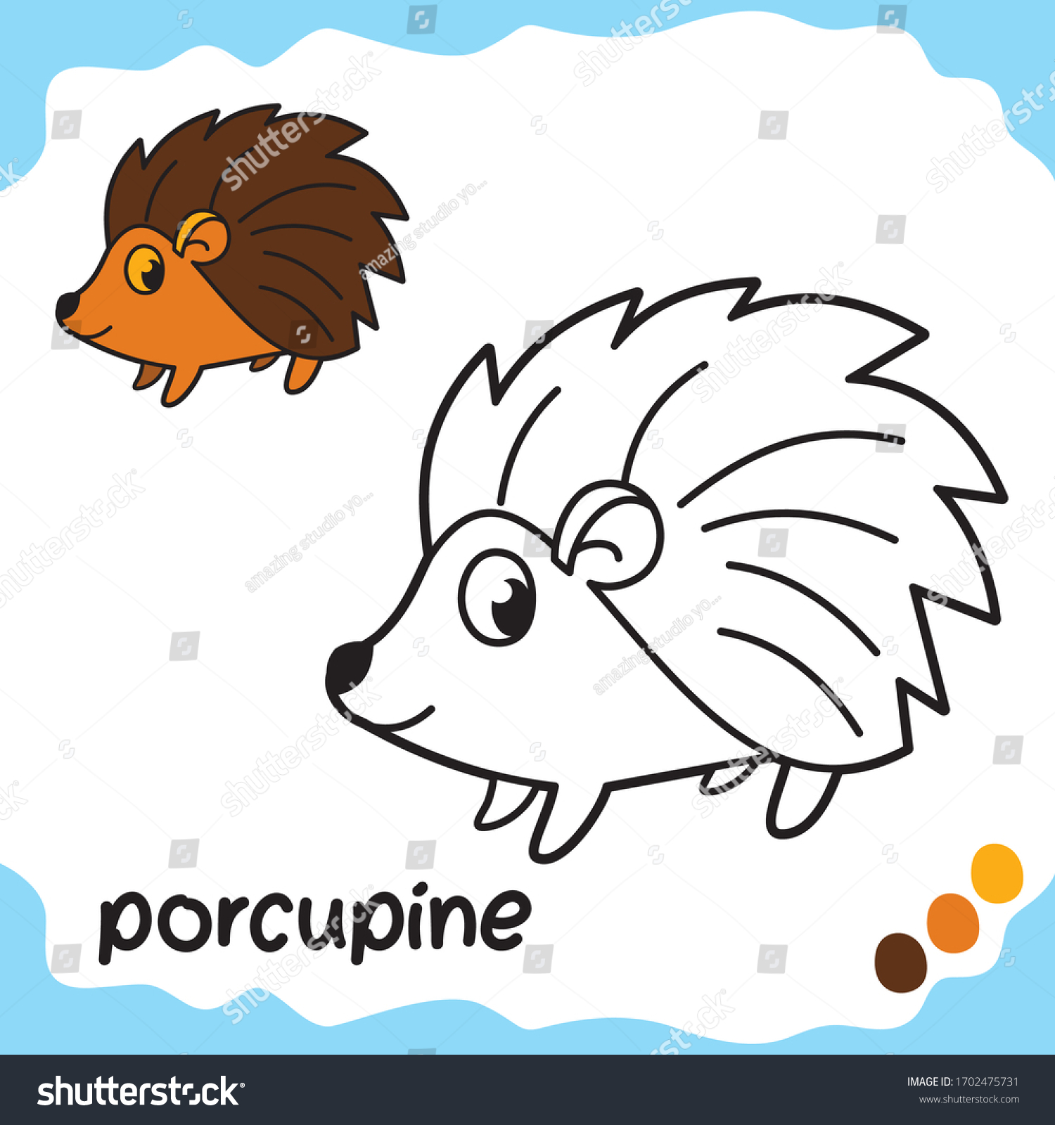 Pet coloring sheets kids coloring porcupine stock vector royalty free