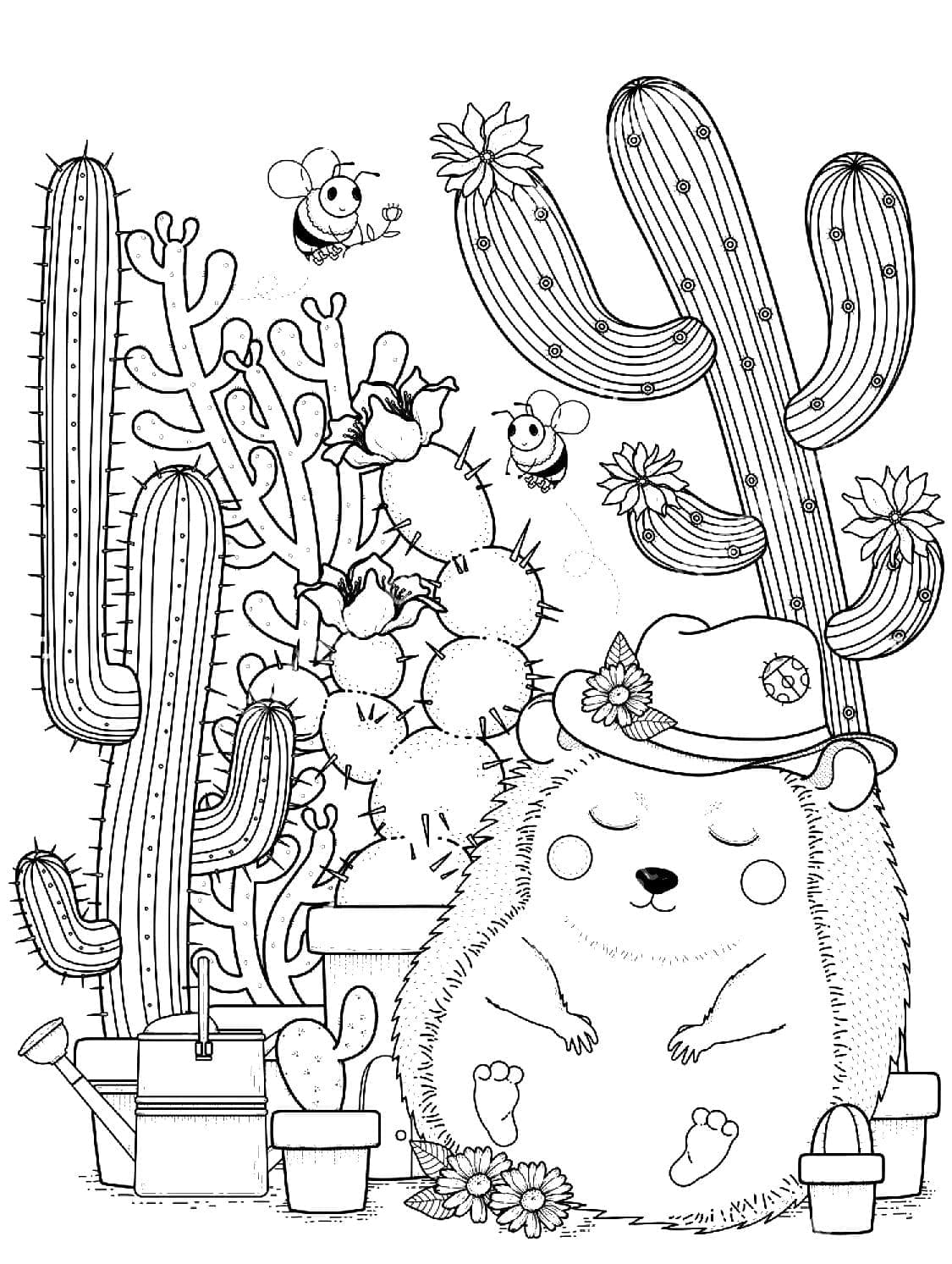 Cactus coloring pages