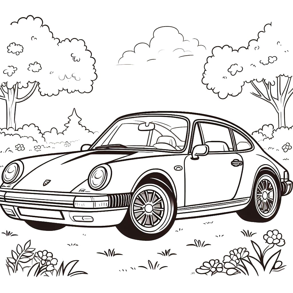 Free porsche car coloring page