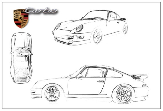 Porsche turbo view coloring page download now