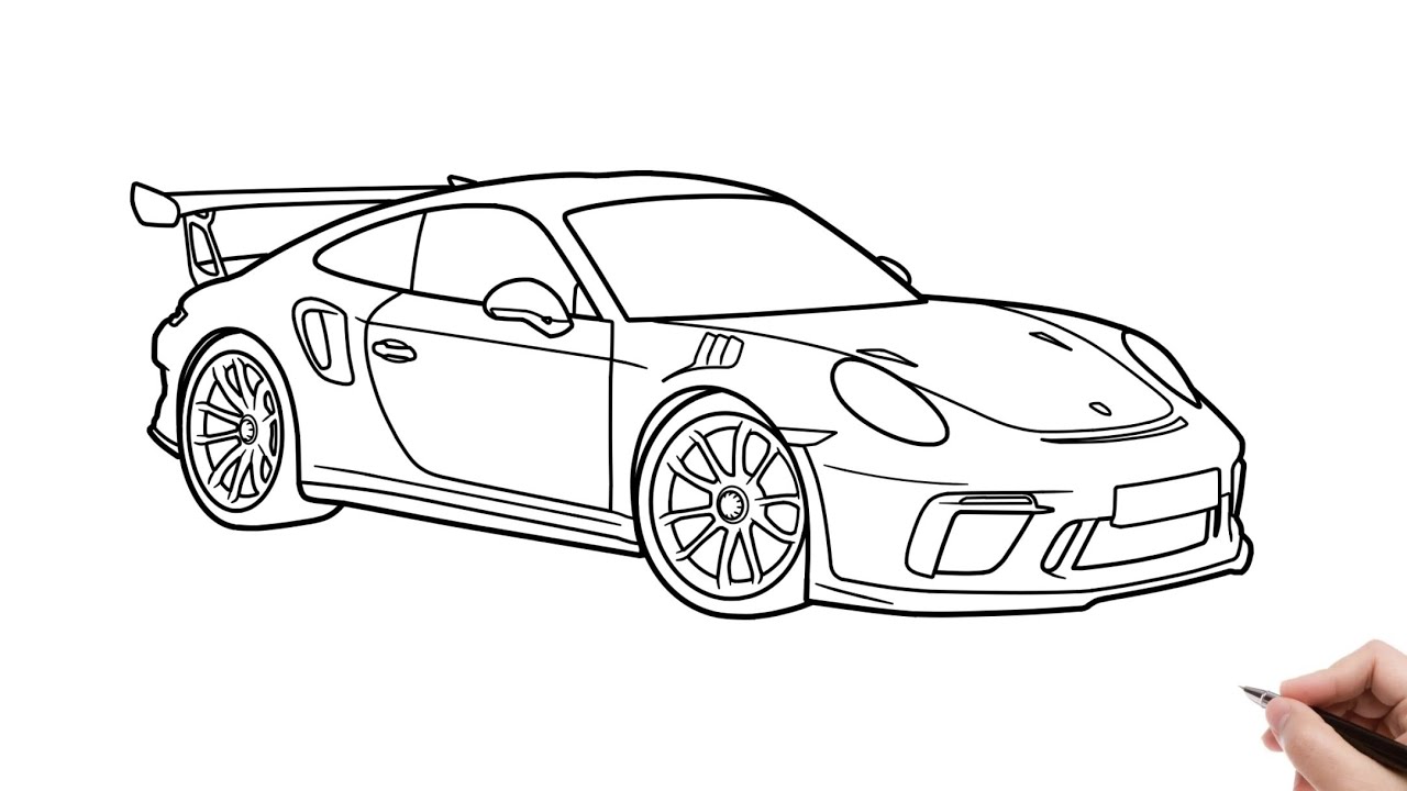 Drawing porsche gt rs easy how to draw porsche sports car step by step