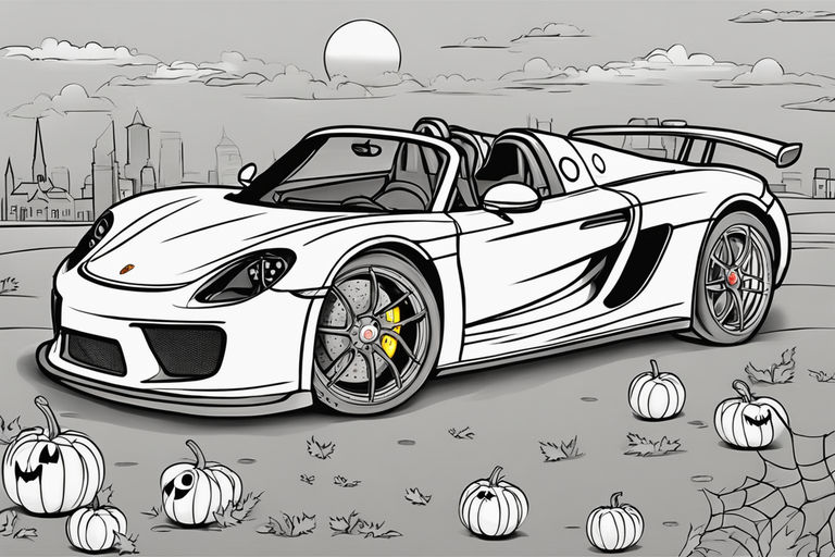 Line drowing porsche turbo s black and white