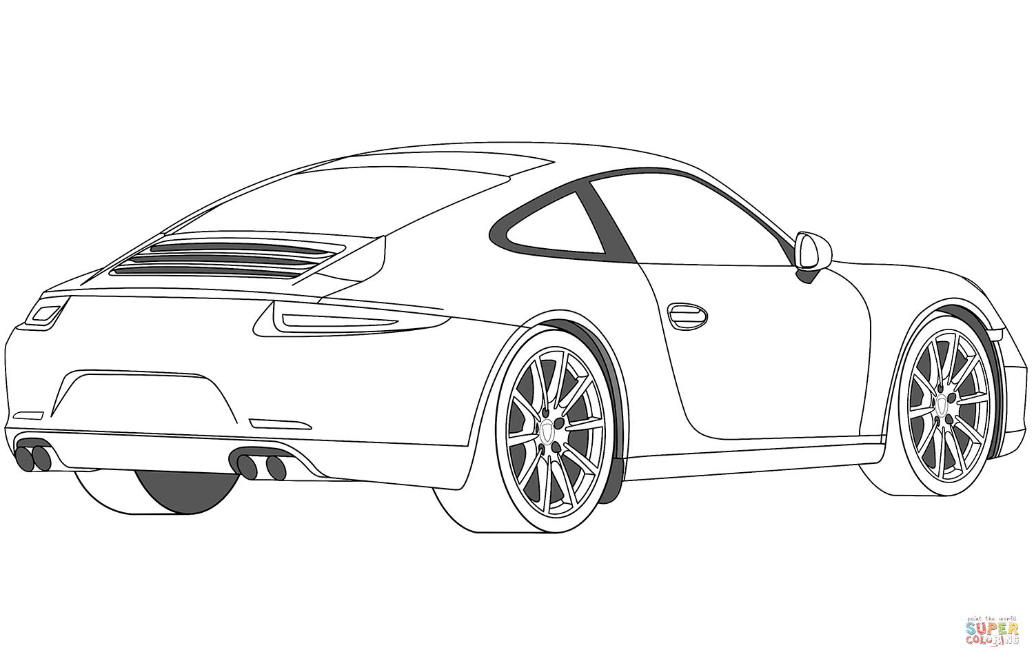 Porsche carrera coloring page free printable coloring pages