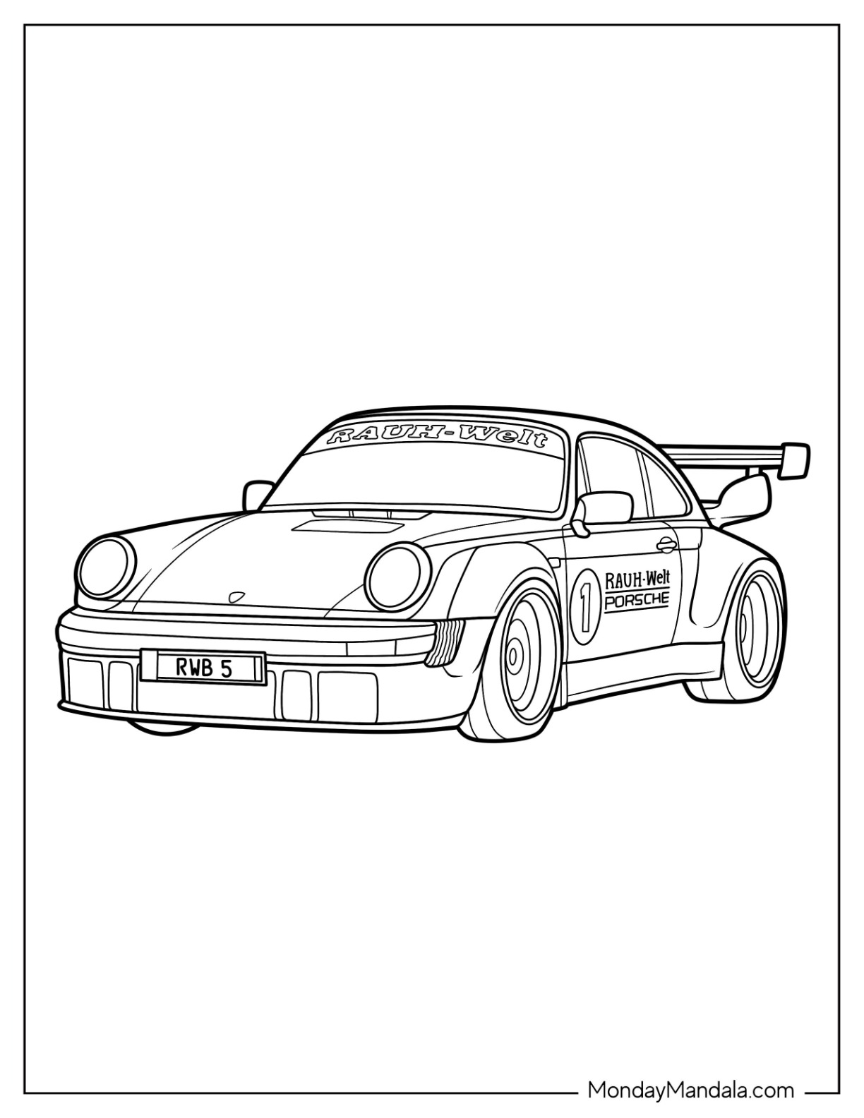 Porsche coloring pages free pdf printables