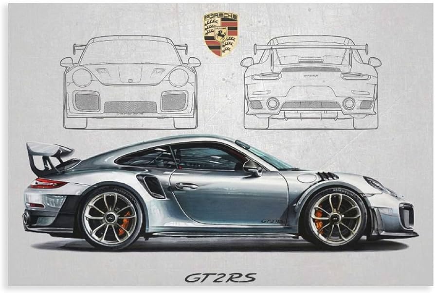 Fengshui porsche gt sports car art poster cool posters for boys room canvas poster wall art cor print picture painting for living room bedroom coration framexcm home