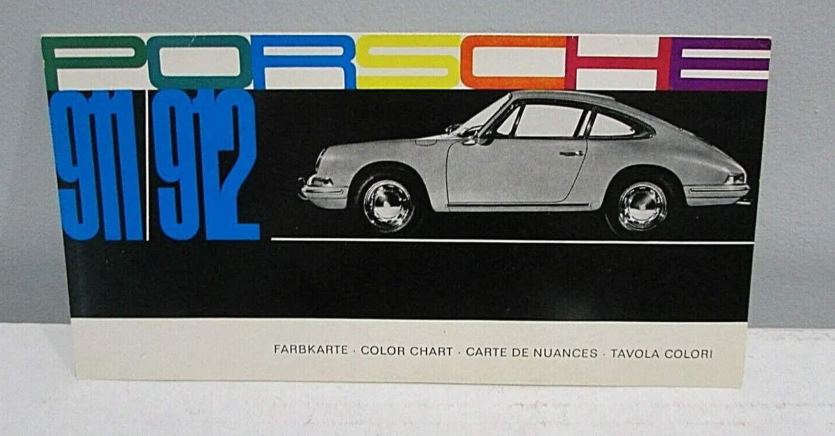 Porsche color chart paint chip sales brochure literature