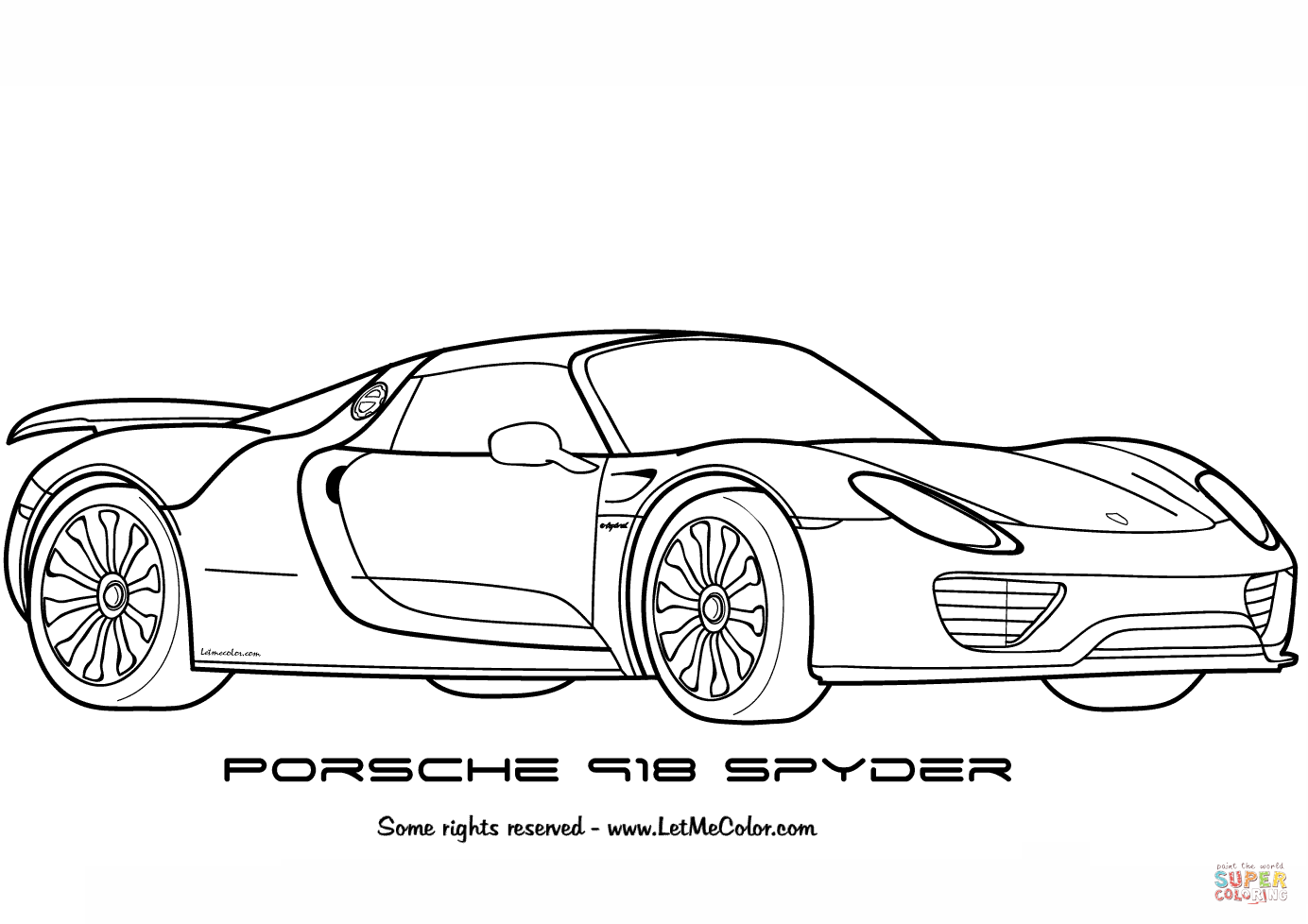 Porsche spyder coloring page free printable coloring pages