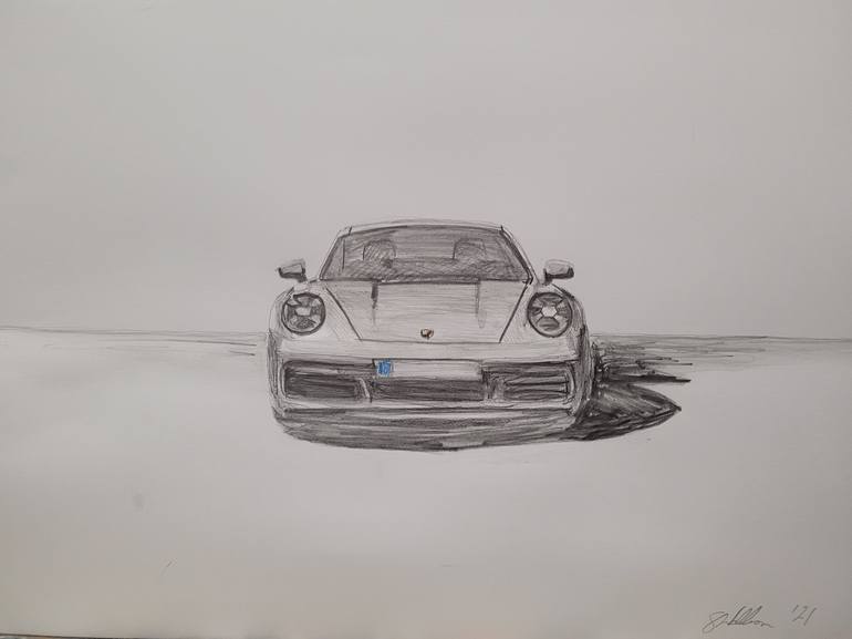 Porsche front drawing by gavin waldron saatchi art