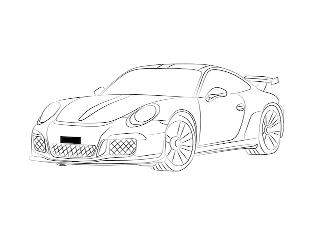 Premium vector children car outline art coloring page sport drawing art