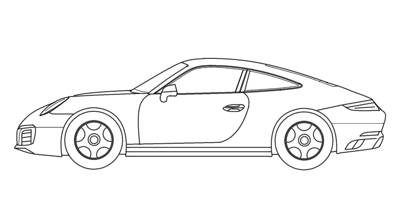 How to draw porsche car in puter using ms paint car drawing ms paint tutorial